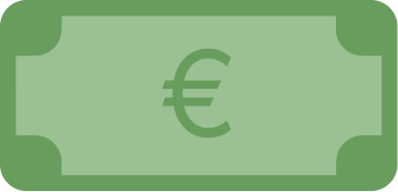 Siisti Kirppis -kuvake: rahaa ja maksamista symboloiva euroseteli.