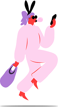 Siisti Kirppis ikonikuva: kävelevä henkilö puhelimen kanssa, moderni ja värikäs kuvitus.