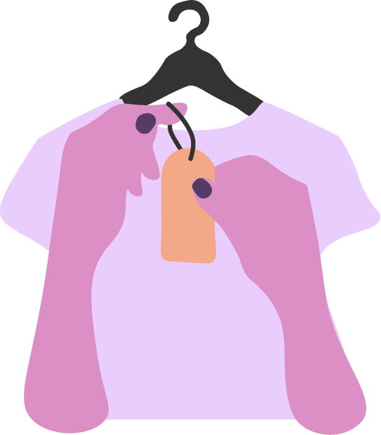 Siisti Kirppis ikonikuva: paita henkarissa ja hintalappu, symboloi kirpputorin tarjontaa.